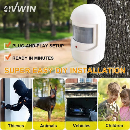 Emlimny Wireless Home Security Driveway Alarm 1 Receiver and 1 PIR Motion Sensor Detector Infrared Alarm System Kit