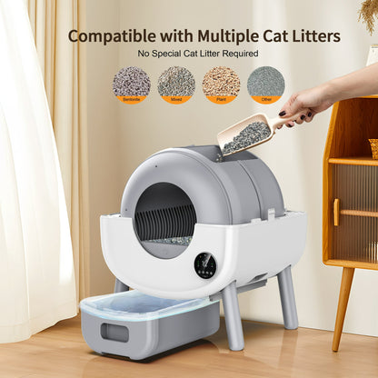 GOOVI Self Cleaning Cat Litter Box Smart Automatic Litter Box with App Control, White