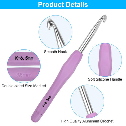 Sherry Crochet Hooks 12 Sizes Crochet Hook Set, 41 Pack Yarn Crochet Kit for Beginners, Knitting Needles with Ergonomic Handles for Arthritic Hands, Crochet Needle Kit with Blue Case for Crocheters