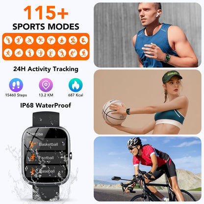 Smart Watch 1.91" HD Screen Smartwatch for Men Women(Answer/Make Call), Smart Watches with 110+ Sports Modes, IP68 Waterproof Activity Trackers for Android iOS for Gift