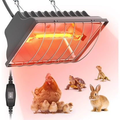 250W Chicken Coop Heater for Chicks Ducks, 7.86ft Cord UL Passed Brooder Heating Plate & Heat Lamp Coop House with Adjustable Hanging Height for Livestock Pet Supplies Outdoor Indoor Warmer