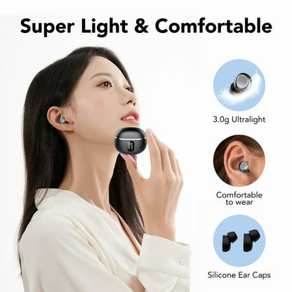 Sleep Wireless Earbuds, Bluetooth Headphones V5.4, Ear buds with 4 ENC Call Noise Cancelling Mics, 50Hrs Playtime Bluetooth Earbuds, Bass Boost 85%, IP7 Waterproof Earbuds for Android iOS Black