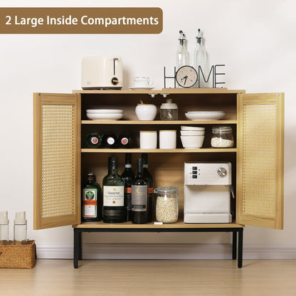 Nifamembo 2-Door Rattan Storage Cabinet, Multifunctional Cupboard for Living Room, Hallway, Kitchen Sideboard