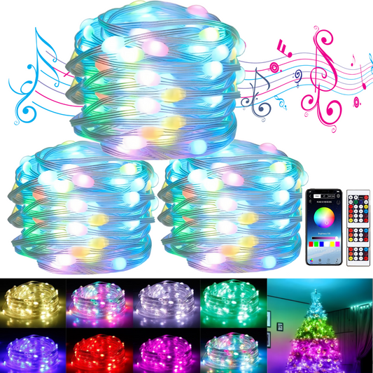 3 Pack Remote Fairy Lights,RGB Fairy String Lights,98.4 ft APP and Remote Control,USB IP65 Waterproof Color Changing Fairy Lights for Christmas Wedding Party