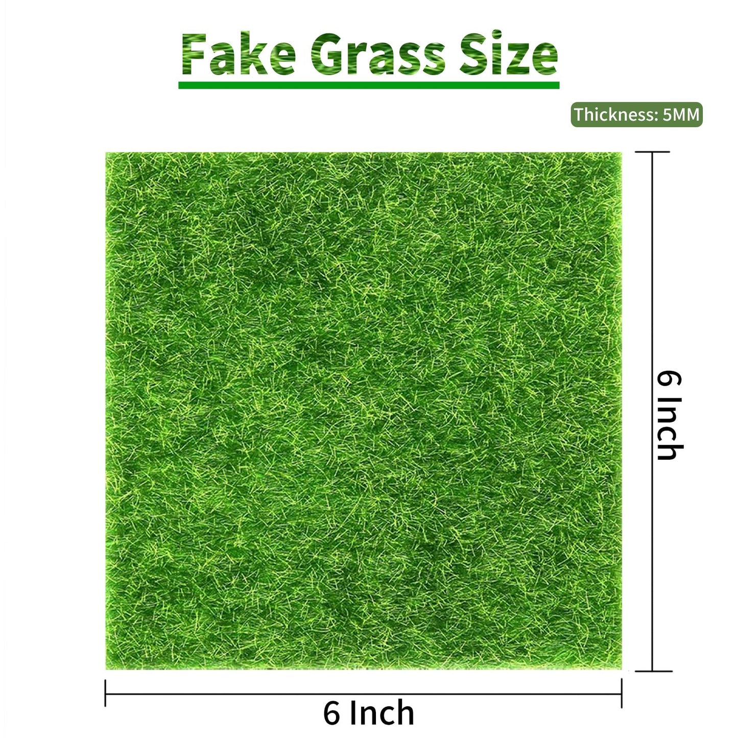 Sherry 6 Packs Fake Grass for Crafts Artificial Garden Grass for Dollhouse 6 X 6 Inches Miniature Ornament Garden Dollhouse DIY Grass