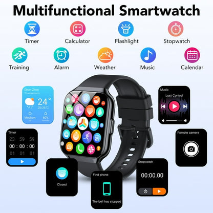 Smart Watches for Android and iPhone, IP68 Waterproof Smartwatch for Women Men 110+ Sports Modes 1.96-inch Fitness Tracker, Smart Watch with Bluetooth Call, for Gift Black