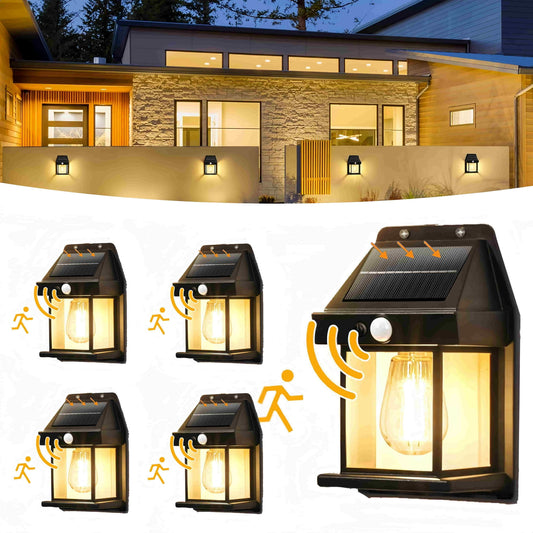 4 Pack Porch Lights,Solar Wall Lights Outdoor,Dusk to Dawn Porch Light Fixture with 3 Modes,Motion Sensor Porch Lights Outdoor for Entryway Front Door,Warm Light