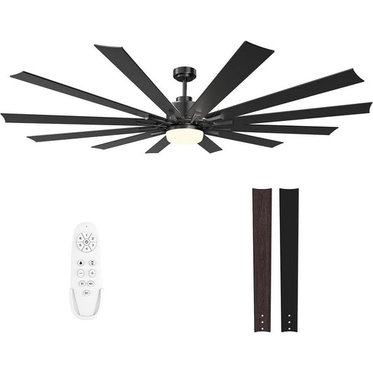 42 Inch Ceiling Fans with Lights and Remote, Black Indoor/Outdoor Ceiling Fan with Quiet Reversible DC Motor, 6 Speeds