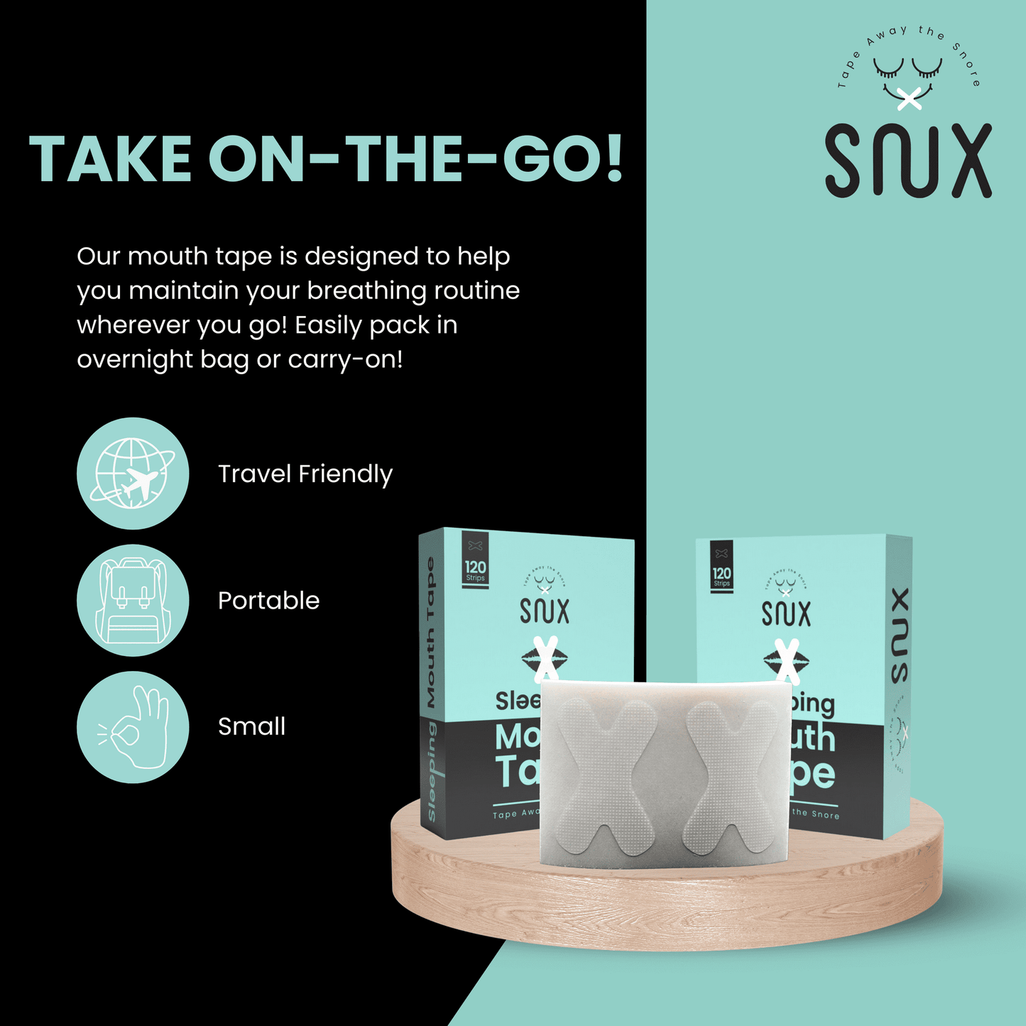 Snux Mouth Tape for Sleeping and Nasal Breathing - 60 Sleep Strips - Anti Snoring