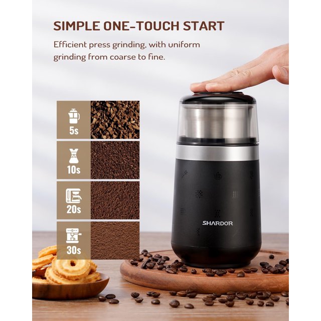 SHARDOR Super Silent Coffee Grinder Electric, Herb Grinder, Spice Grinder, Coffee Bean Grinder, Espresso Grinder with 1 Removable Stainless Steel Bowl