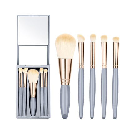 5 Pack Travel Makeup Brush Set, travel make up brushes sets mini eye shadow kits small size eyeshadow case eyes makup brushed makeuo soft brushs basic cosmetic profesional tools (Sky Blue)