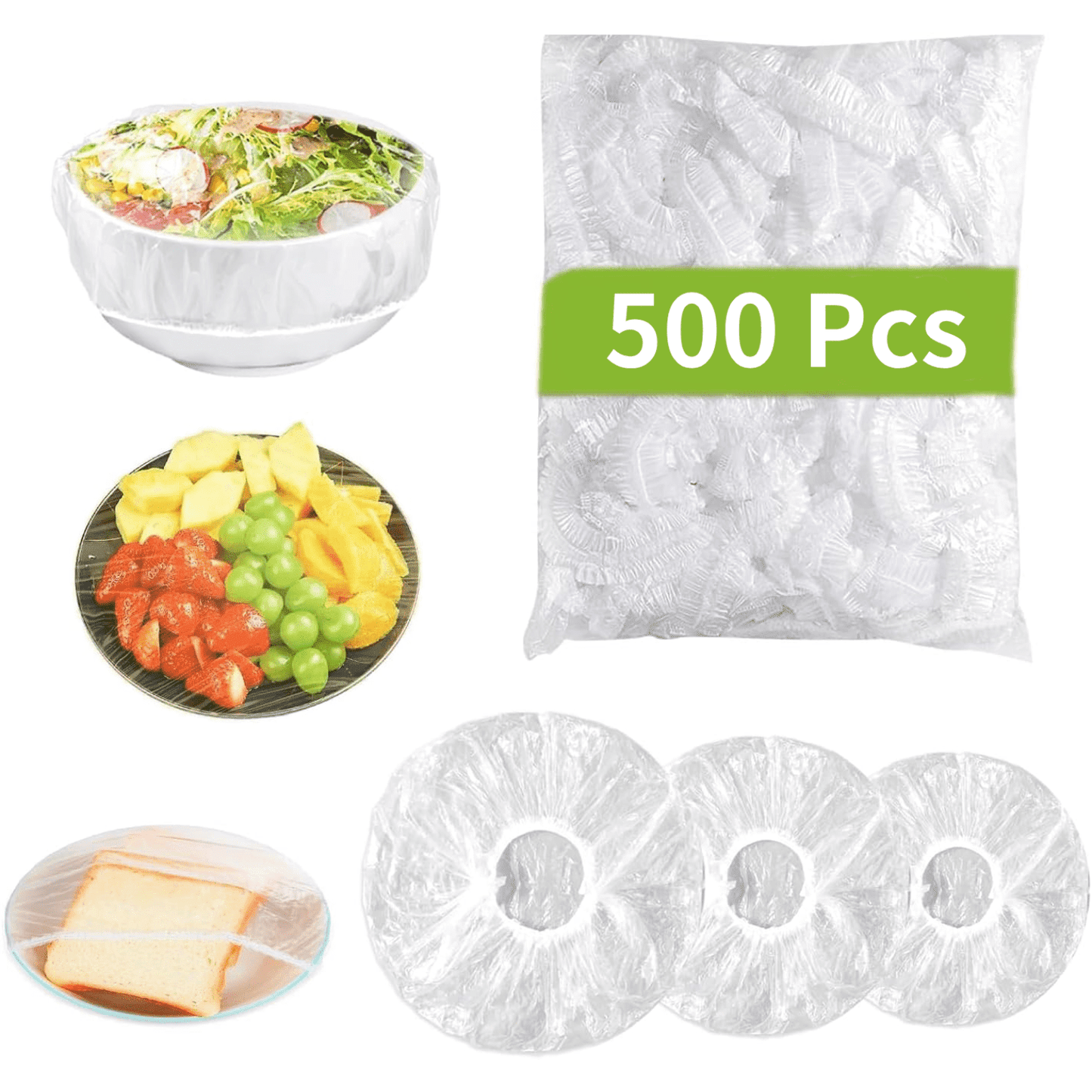 500 Pcs Fresh Keeping Bags,Elastic Food Covers Reusable Stretch Adjustable Bowl Lids