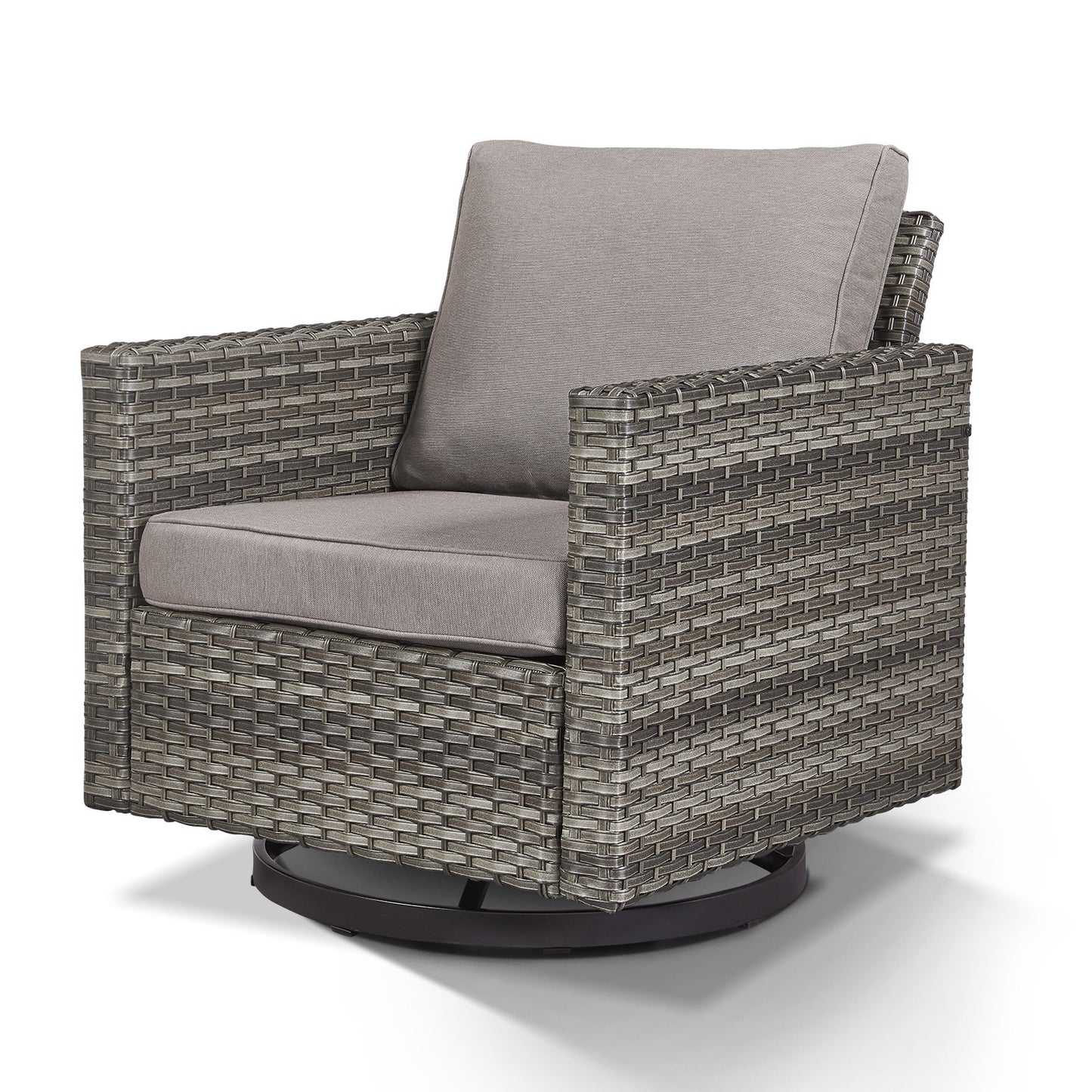 Gymojoy Outdoor Swivel Glider Chair Set of 2, Patio Swivel Rocking Lounge Chair with Gray Cushions