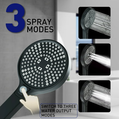 DTIG 3-Setting High Pressure Shower Head 10 inch Rain Shower Head with Handheld and Hose Black