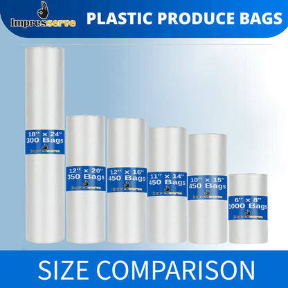 Impresserve 10" x 15" Disposable Plastic Bags, Fold Top - 450 Count