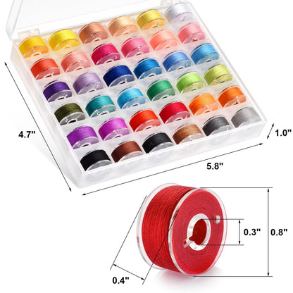 Sherry 72pcs Sewing Thread kit, 36 Colors Sewing Machine Threads, Prewound Bobbins Sewing Threads Kit, Sewing Machine Thread Assortment, 400 Yards per Spools Polyester Thread