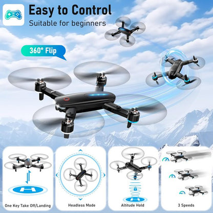 Drone with 4K UHD Camera for Adults,GPS RC Drone Brushless Motor,Upgraded Tablet Screen,2 Axis Gimbal EIS, Smart FPV Foldable Quadcopter for Beginners