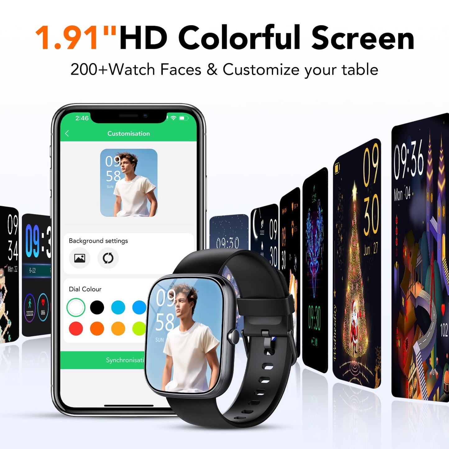 Smart Watch 1.91" HD Screen Smartwatch for Men Women(Answer/Make Call), Smart Watches with 110+ Sports Modes, IP68 Waterproof Activity Trackers for Android iOS for Gift