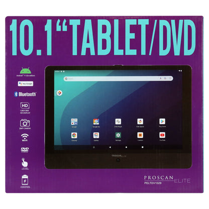 Proscan Elite 10.1" Tablet/Portable DVD Combo, 32GB Storage, Android 11, 1280x800 Resolution, Black