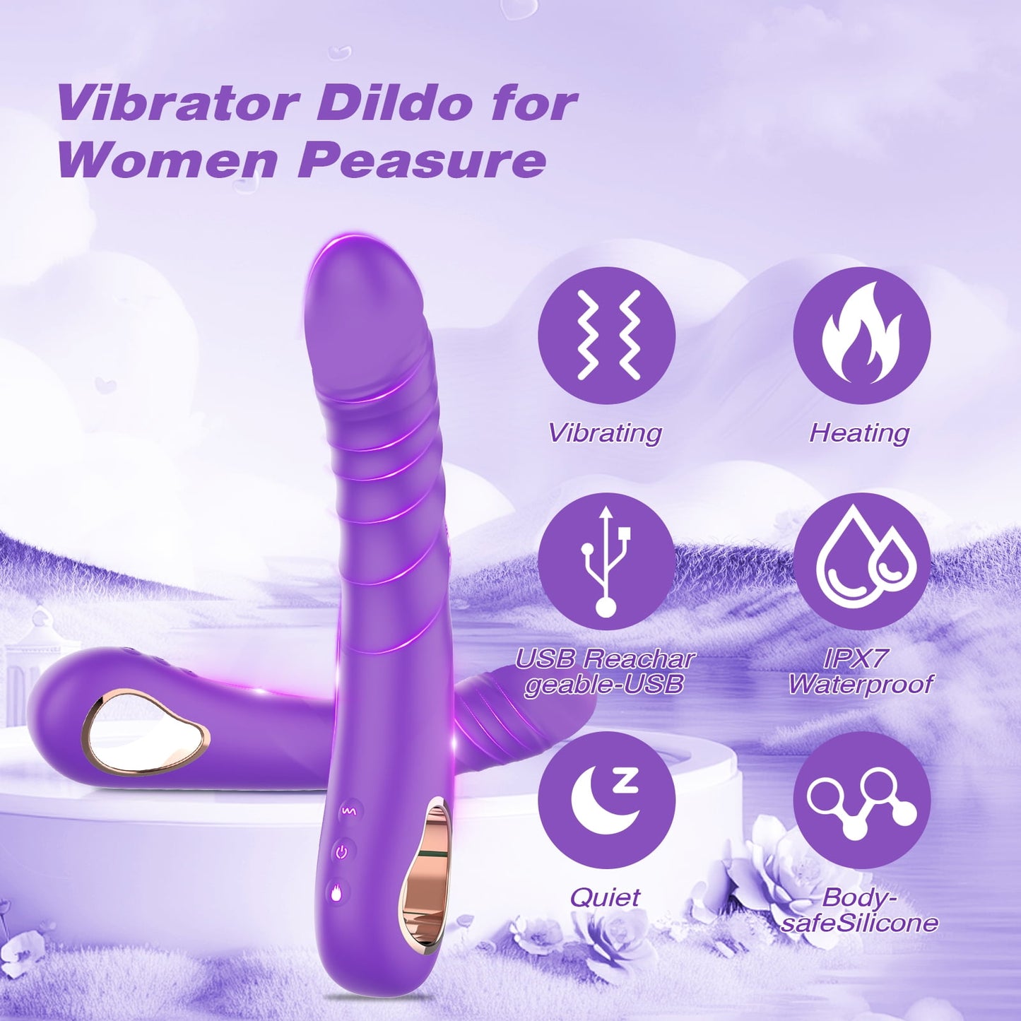 G Spot Couple Vibrator Sex Toys for Women with Heating Function, Dildo Vibrators with 10 Vibrations Waterproof G Spot Stimulation, Adult Sex Toys Bullet Vibrators Wand Sex Pleasure For Couples