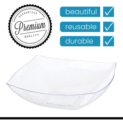 Impresserve 8oz Clear Plastic Fancy Square Bowls - 4 Count