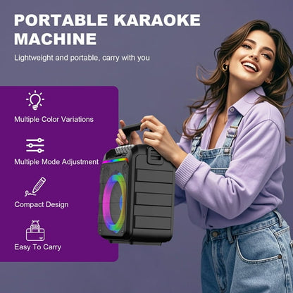 Karaoke Machine - Portable Wireless Bluetooth Speaker, for Party, Meeting with 2 Wireless Microphones for Adults Kids