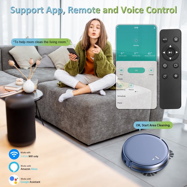 GOOVI Robot Vacuum Cleaner,2 in 1 Robot Vacumm Mop Combo, With Alexa/WiFi/App Connection,for Pet Hair, Hard Floor