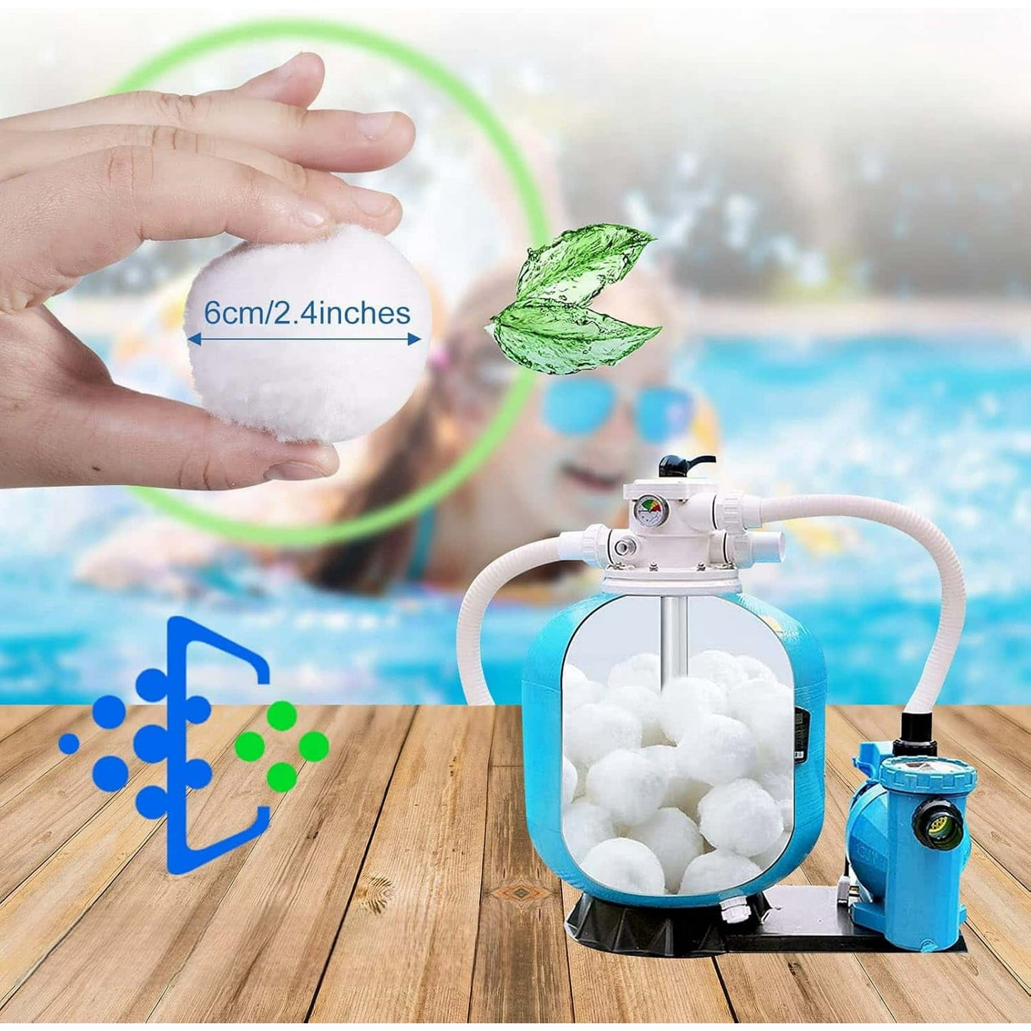 400g Pool Filter Ball for Sand Filter Pump for Above Ground Pool,Reusable Eco-Friendly Filter Balls Replace Pool Filter Sand (Equals 60 lbs Pool Filter Sand)