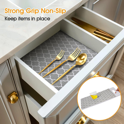 12"W x 118.1"L Shelf Liner Drawer Liner for Kitchen Cabinet Non-Adhesive, Strong Grip Anti Slip Cabinet Liners for Shelves, Durable Waterproof Cupboard Liner, Gray, 12 in x 10 Feet