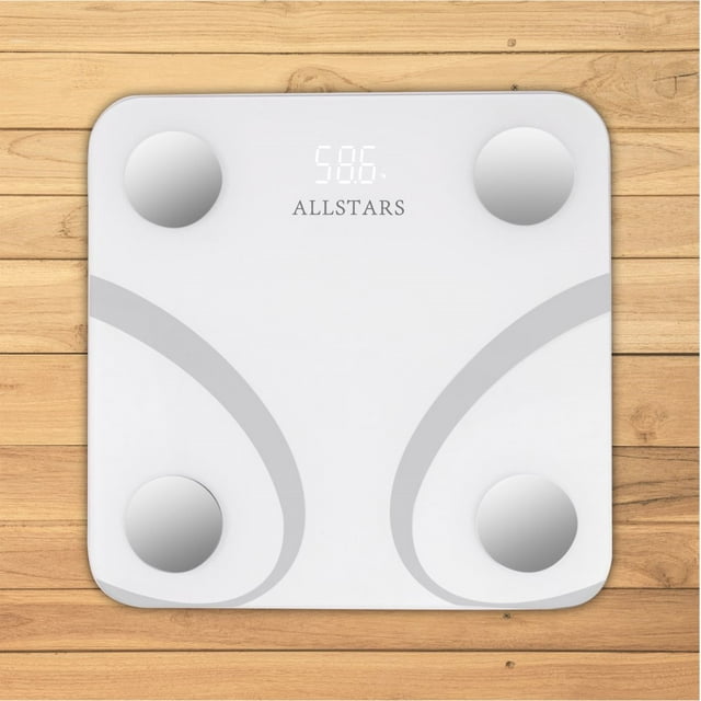 Smart Weight Scale, Monitor 12 body metrics including BMI and body fat with Smart Phone APP, 396 Lbs, White