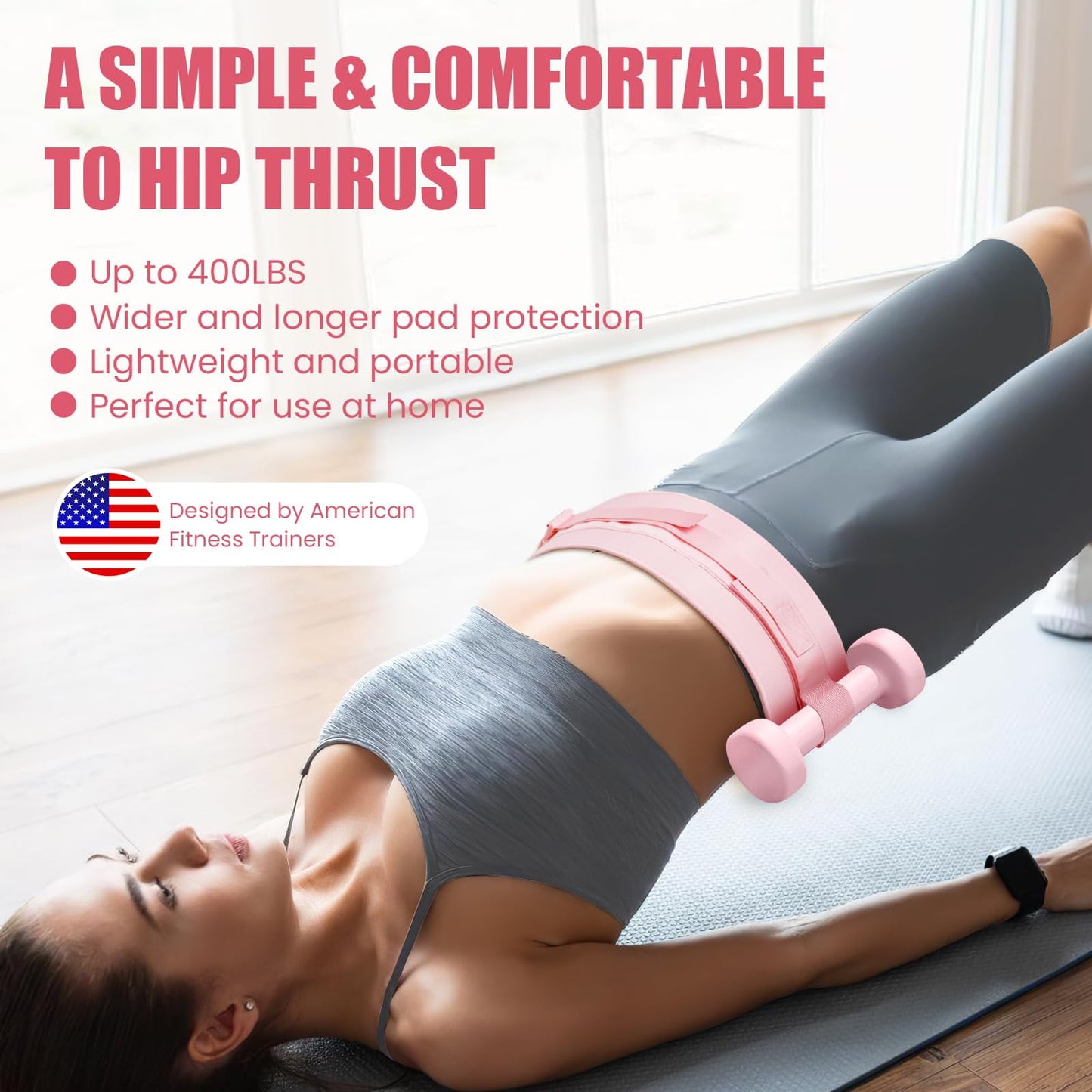 Sherry Exercise Hip Thrust Belt – Thickened & Widened Belt for Dumbbells, Kettlebells, or Plates – Comfortable and Slip-Resistant Padding for Gym or Home Workouts