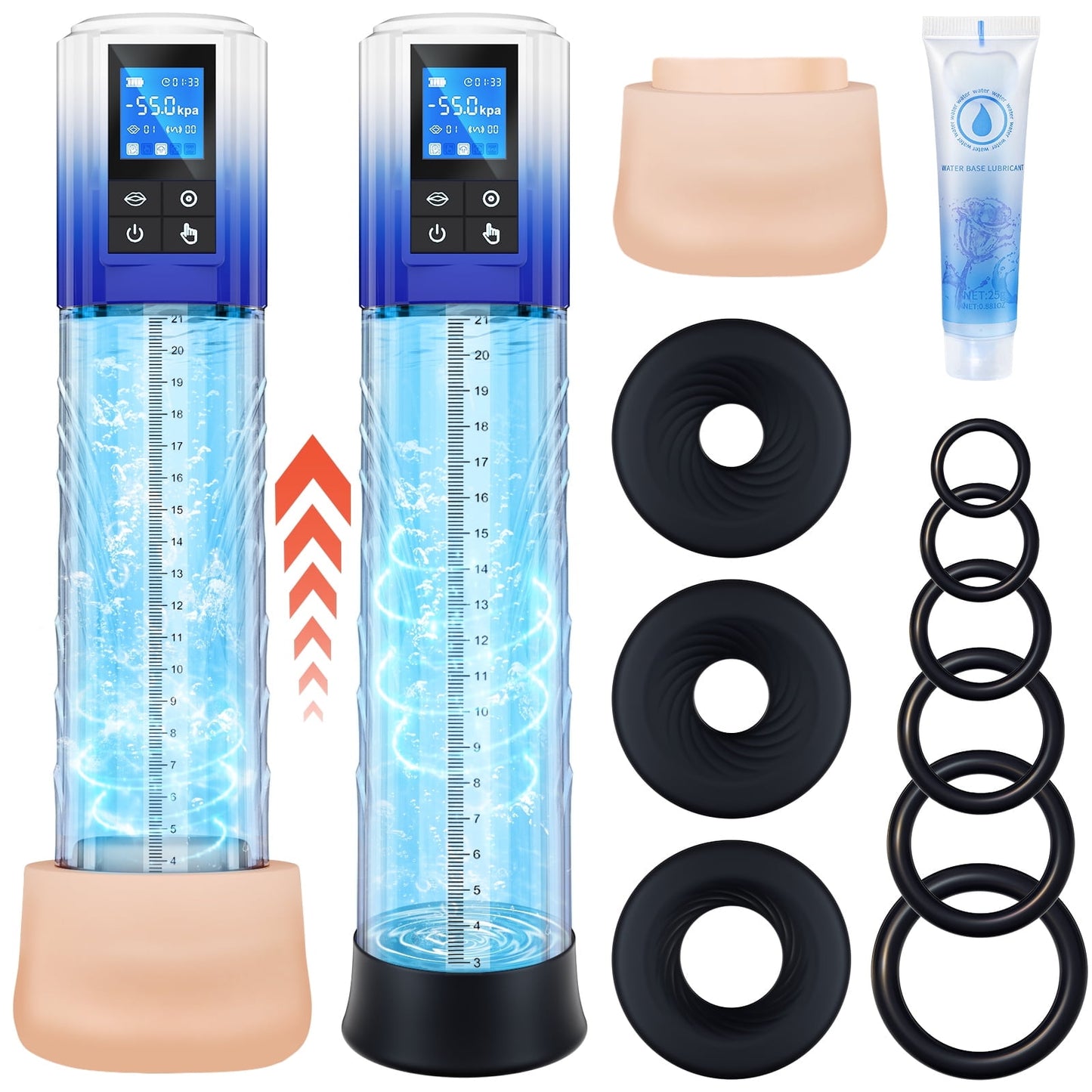 Amoochoo Penis Pump Male Sex Toys for Men , Strong Suction with 10 Modes, Waterproof, Blue