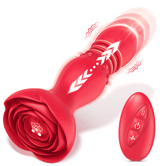 Amoochoo Thrusting Anal Vibrator with Remote Control, Silicone, Red