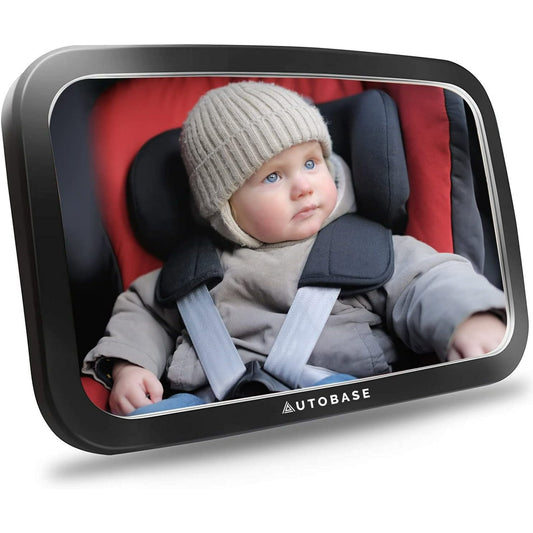 Autobase Baby Car Mirror | Shatterproof Baby Mirror for Car Seat Rear Facing with Wide Crystal Clear View | Fully Assembled Car Mirror for Baby | Newborn Essentials for Travel | Baby Registry Items