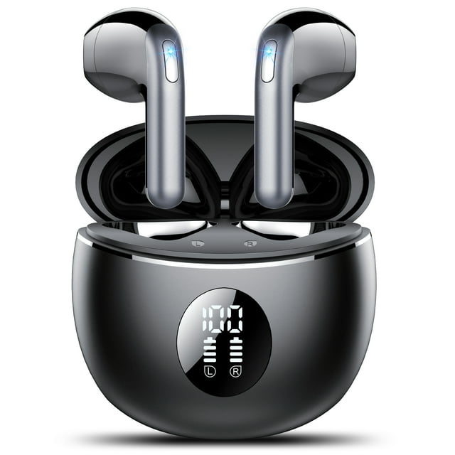 Wireless Earbuds, Bluetooth Headphones 5.4, 50Hrs Playtime Bluetooth Earbuds, in Ear Earbuds with 4 ENC Call Noise Cancelling Mics, Ear Buds IPX7 Waterproof, Bass Boost 87%, USB-C Black