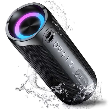 Portable Bluetooth Speaker IPX7 Waterproof Wireless Speaker with 30W Powerful Speaker 30Hrs Playtime Colorful Flashing Lights TWS Wireless Pairing for Outdoor/Party/Beach/Travel/Gifts