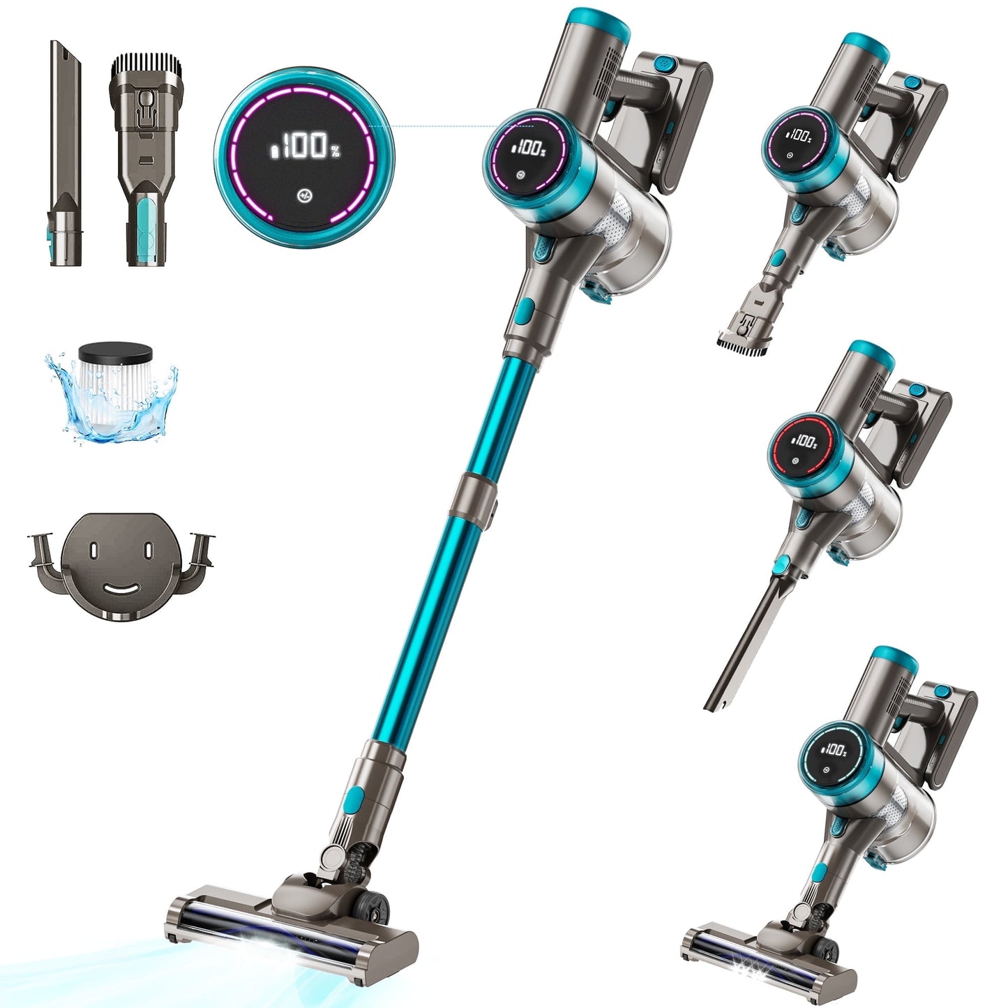 Cordless Vacuum Cleaner 38000PA/400W Stick Vacuum 50min 2200mAh for Home