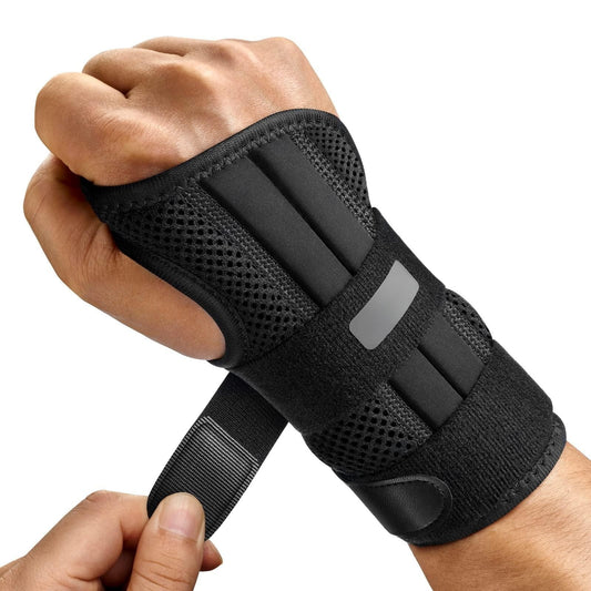 Emlimny Wrist Brace for Carpal Tunnel Relief Night Support Up to 3 Supports for Women Men Adjustable Wrist Support Splint for Tendonitis Arthritis Sprains Black (Right Hand, S/M)