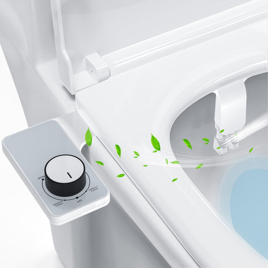 FETERVIC Bidet Attachment, Non-Electric Cold Water Bidet Toilet Seat Attachment with Pressure Controls, Retractable Self-Cleaning Dual Nozzles for Frontal & Rear Wash, White