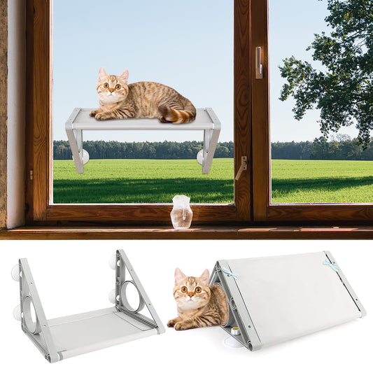 FETERVIC 2-in-1 Cat Window Perch Hammock with Tunnel, Cordless Design & Strong Suction Cups, Deluxe Window Seat for Indoor Cats