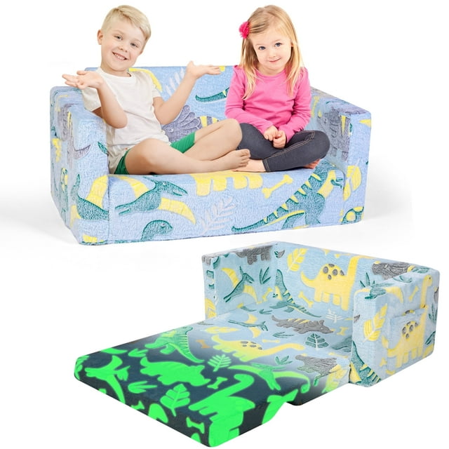 Vipuse Kids Couch Toddler Chair,Foldable Kids Sofa with Pocket,Glow in The Dark,Toddler Bed for Girls Boys