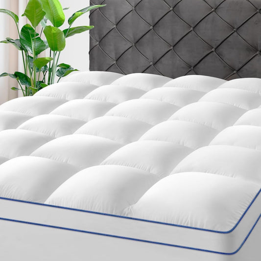 Full Mattress Topper,Extra Thick Mattress Pad Cover for Deep Sleep,3D+7D Snow Down Alternative Fill Overfilled Plush Pillow Top with 8-23 Inch Deep Pocket-White