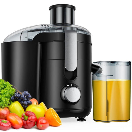 GDOR Juicer Machine 3 Speeds Centrifugal Extractor, Titanium Enhanced Cut Disc, 2.5" FeedChute Juicer, Anti-Drip, Includes Cleaning Brush,Black