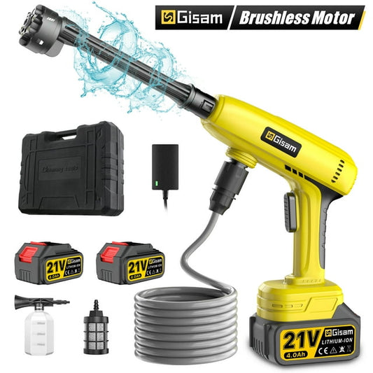 Gisam 1015PSI Cordless Pressure Washer, 2.4GPM Portable Power Washer with 6-in-1 Adjustable Nozzle, 2x 4.0Battery ,Power Cleaner for Cars/Patios