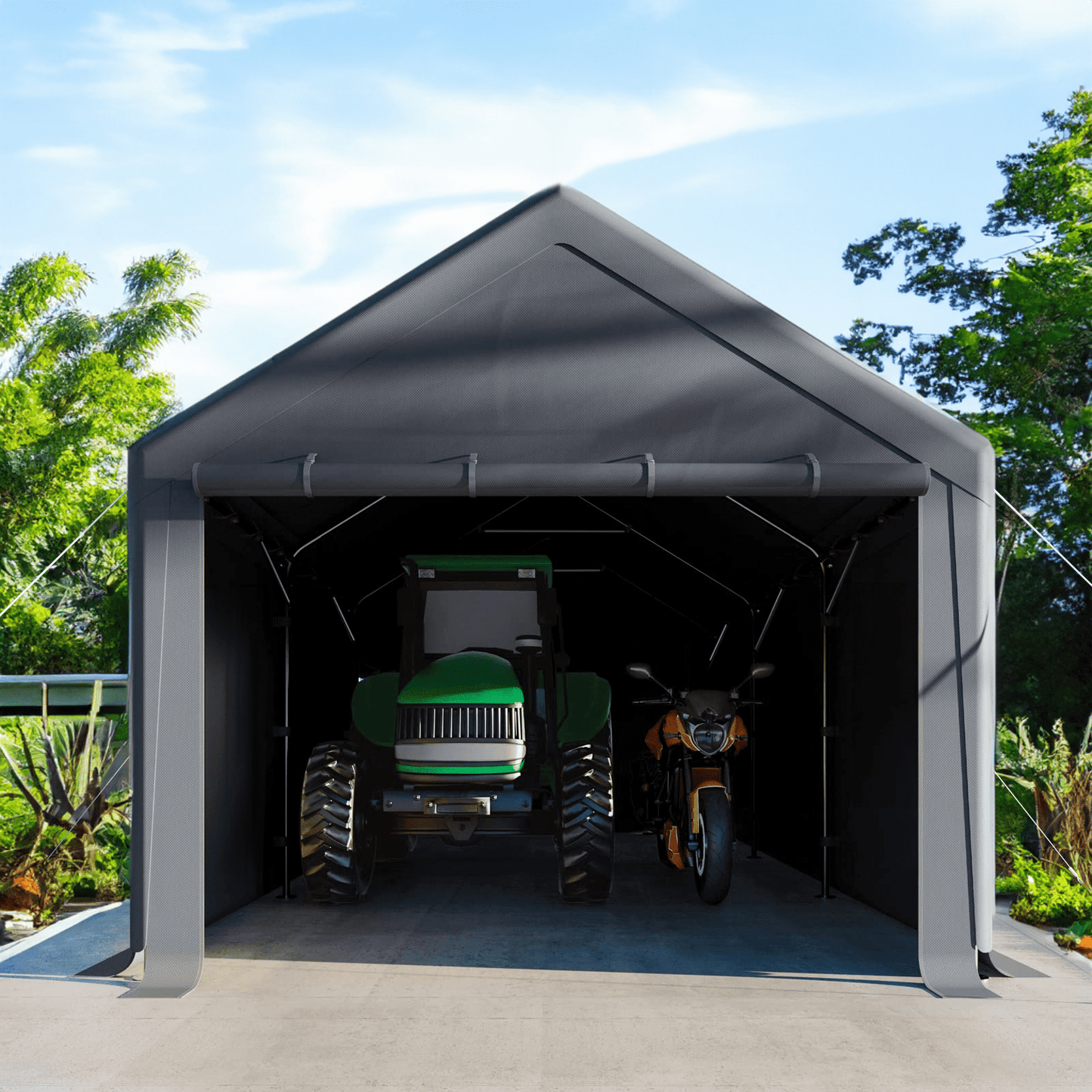 Grezone 10 x 20 ft Outdoor Canopy Carport Portable Car Tent Garage