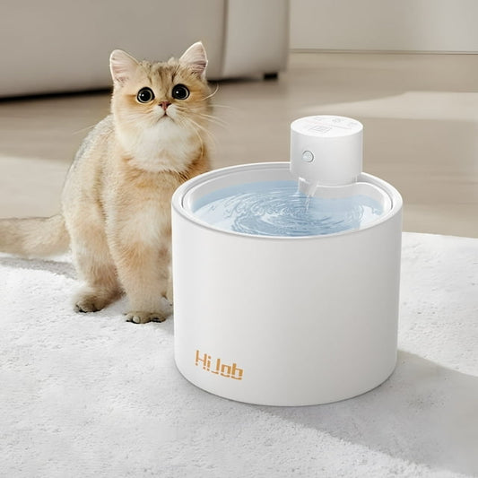 Hijob Cat Water Fountains Ceramics, 70oz/2L Automatic Pet Fountain Dispenser for Cats Dogs, Pet Water Bowl, White