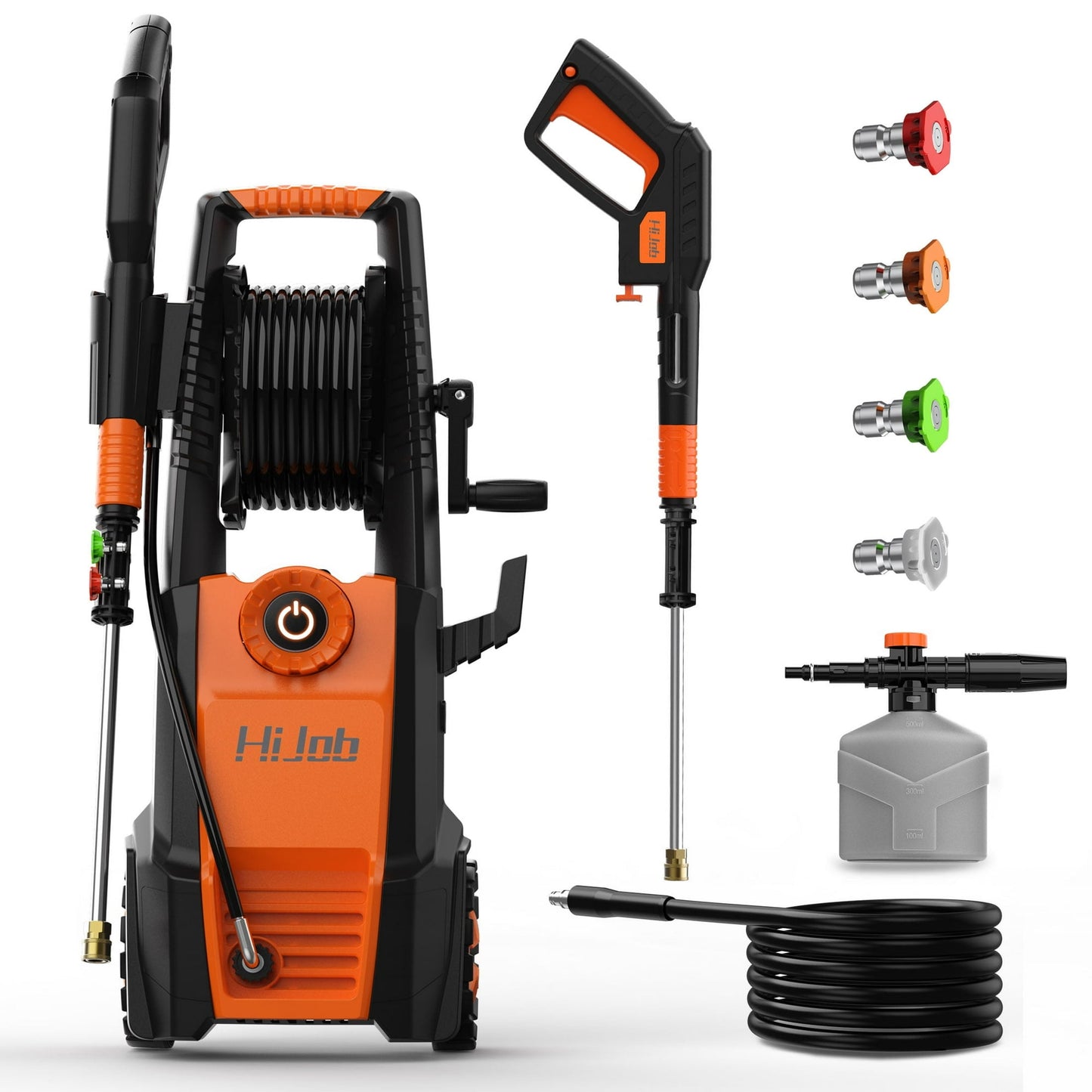 HIJOB Electric Pressure Washer, 4000 PSI Pressure Washers w/ 20 ft Hose, 4 Nozzles, Max. 2.6 GPM Power Washers for Patios/Cars/Fences/Driveways