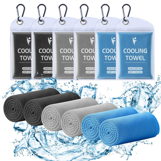 Sweat-absorbing towels, Holytech cooling towel 6 pack,Cold Towel, Microfiber Soft Breathable Chilly Ice Towel for Yoga, Golf, Gym,Fitness, & More Activiti