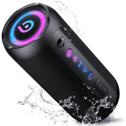 Portable Bluetooth Speaker IPX7 Waterproof, 30W Loud Sound, Deep Bass, Bluetooth 5.3, LED Lights, Wireless Stereo Pairing, 30H Playtime, for Home/Outdoor/Party/Beach, Birthday Gift (Black)