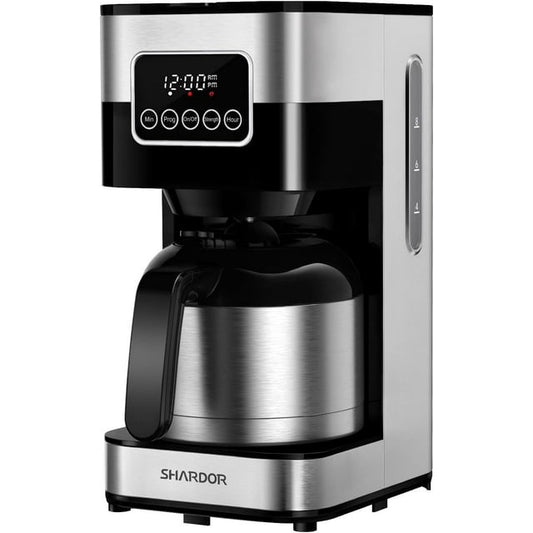 Programmable Coffee Maker with Thermal Carafe, Drip Coffee Machine with Timer, 8-Cup Coffee Pot with Pause & Serve, Regular & Strong Brew, Auto Shut Off, Touch-Screen, Black & Stainless Steel